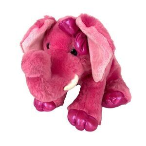 Aurora World Girlz Nation Pink Elephant Plush Stuffed Animal 12 in Sparkly Bow
